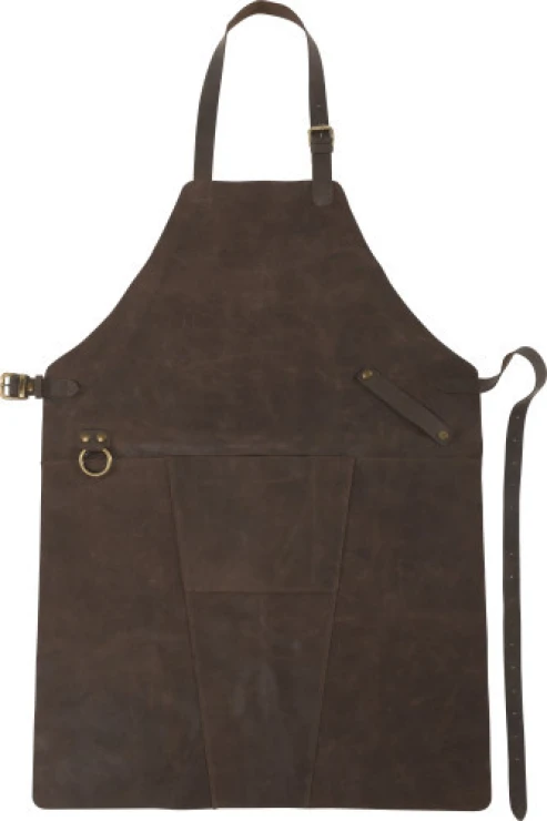 Apron | Split leather | With hooks and front pocket | brown
