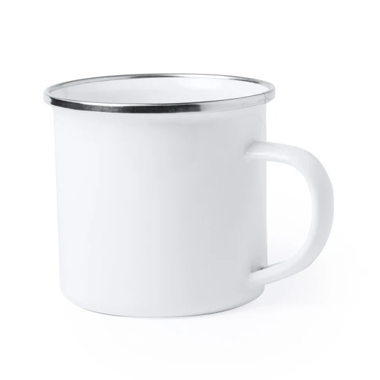 Mug | Metal | 380 ml | Retro design | White