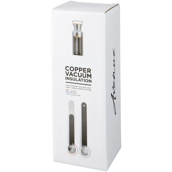 Thermo sports bottle | Stainless steel | 480 ml | Wood detail | solid black