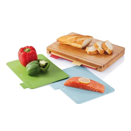 Cutting board set | Bamboo & PP | Incl. 4 boards | Brown (464)