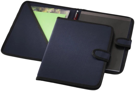 A4 Portfolio | polyester | Klittenbandsluiting | Notitieblok met 20 gelinieerde pagina's | navy