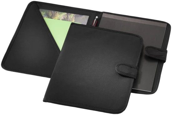 A4 Portfolio | Polyester | Hook & loop closure | 20 pages lined notepad | solid black