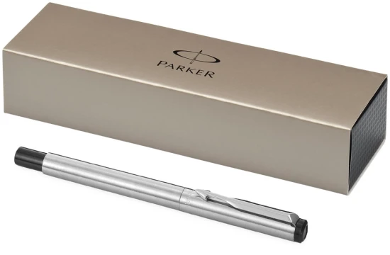Vector RVS rollerball pen met geschenkverpakking | Parker | Zwarte inkt | zilver