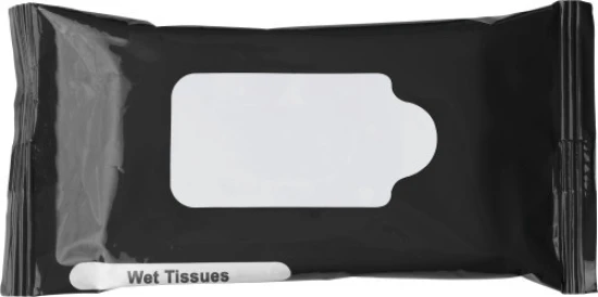 Wet wipes | Plastic | 10 wipes | 15.5 x 8 x 1.4 cm | black