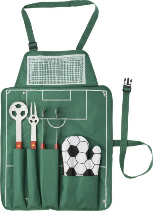 BBQ set football | Nylon (600D) | 4-piece Apron | green
