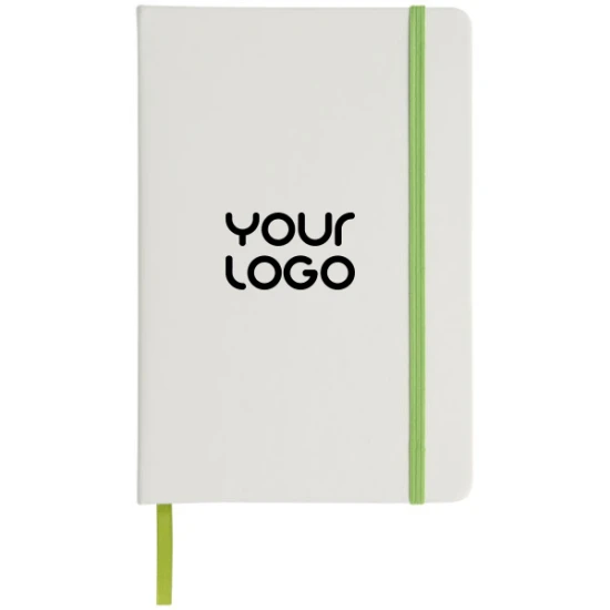 A5 Notebook | PU & cardboard | 160 lined sheets | Coloured strap | white;lime
