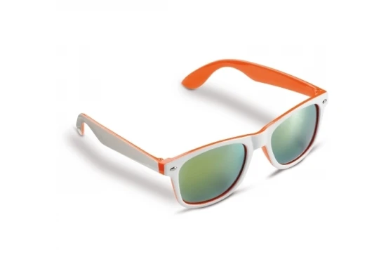 Trendy sunglasses | Mirrored lenses | Two-tone colour scheme | White ; Orange