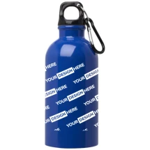 Gourde | Acier inoxydable recyclé et PP | 400 ml | Avec mousqueton | Impression en quadrichromie