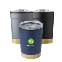 Reisbeker | Roestvrij staal | 300ml | Met bamboe bodem