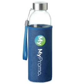 Drinking bottle with pouch | Glass | 500 ml | Engraving