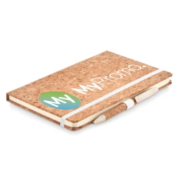 A5 notebook | 160 lined pages | Cork cover | Wheat straw pen