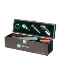Wine gift box | Incl. 4 accessories | Dark wood