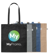 Draagtas | 140g/m² | Gerecycled katoen | Lange hengsels | Denim look