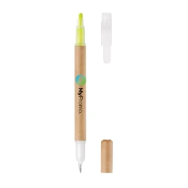 2-in-1 ballpoint pen | Recycled carton | Incl. highlighter