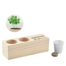 Bureaustandaard | Hout | Incl. pennenhouder, mobiele telefoonhouder & klaverzaden