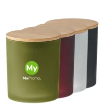 Geurkaars | Matglazen pot met bamboe deksel | Plantaardige was | 120g