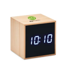 Wekker | Bamboe | Led | Kwadratisch