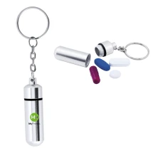 Pillendoosje sleutelhanger | Aluminium | Schroefslot