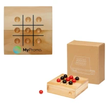 Jeu de morpion | Bois | Boules noires et rouges | Durable