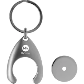 Winkelwagen munthouder sleutelhanger | Zinklegering | Zilverkleur | Met geschenkverpakking