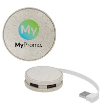 USB hub | Wheat straw & PP | 4 USB-A ports | Print on both sides