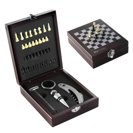 Set vino 4 pezzi | Acciaio inox | Incluso un gioco da tavolo