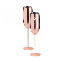 Champagneglazen set | Roestvrij staal | 270ml | Met koperen coating