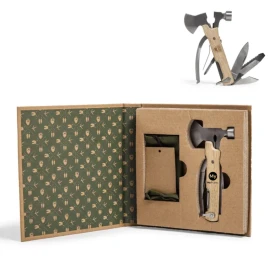 Multi-tool | Stainless steel & wood | 9 Tools | With gift box
