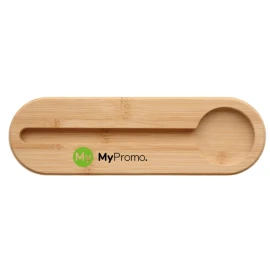 Pencil case with bamboo lid | PET felt | 18x5x4,8cm | Integrated phone holder