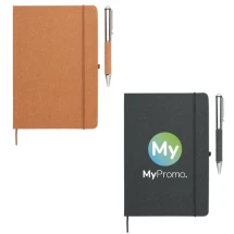 A5 Notizbuch 80 Blätter mit Stifthalter | Recyceltes Leder | 80 Blätter | Geschenkset