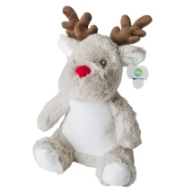 Pluche rendier | Polypropyleen & polyester | Met geborduurde ogen | Bedrukking op label