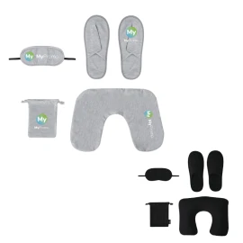 Travel set | Recycled polyester | Incl. travel pillow, eye mask & slippers