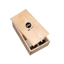 Wine box with sliding lid | 2-compartments | Wood | Made in Europe | High quality