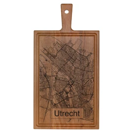 Cutting board | Beech wood | 37x19 cm | Utrecht map | Made in Europe | Durable | With handle