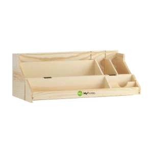 Organiseur de bureau | Bois de pin | 2 compartiments | Boîte à vin et organiseur de bureau