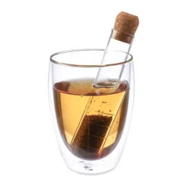 Filtro de té | Vidrio de borosilicato | Tapa de corcho | Para infusionar té