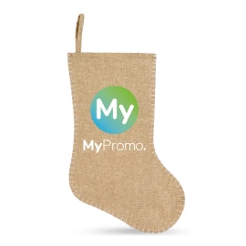 Christmas stocking | Decorative stitching | Polyester 35g | Jute-style | 40 cm