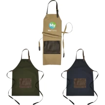 Schürze | rPET PU | Wasserabweisend | Fronttasche und verstellbares Nackenband | Farbdruck