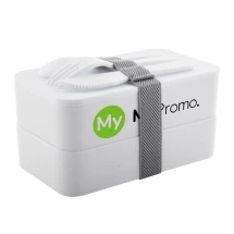 Anti-bacterial lunch box | PP | 2 compartments 700ml each | With cutlery set
