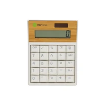 Calculator | Recycled ABS & bamboo | 3,5x10,6x14,2cm | Solar & batteries | Sustainable