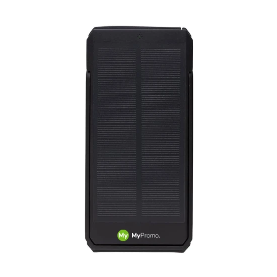 Solar power bank | Recycled ABS | 10000 mAh | Cable included | black