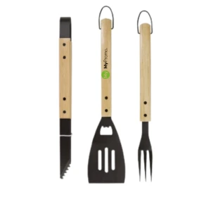 Ensemble barbecue 3 pièces | Métal et bois | Peut être suspendu