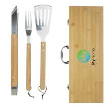 3-delige barbecueset | Bamboe | Aluminium koffer