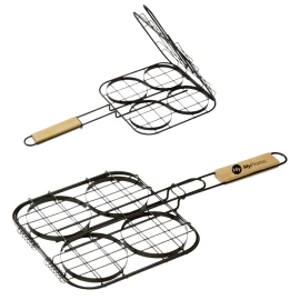 Barbecue hamburger grill | Fer et bois | 4 hamburgers en même temps