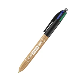 BIC 4 Kleuren Wood Style Balpen | Plastic | Gemaakt in Frankrijk