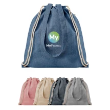 Rugzakje met trekkoord | Gerecycled katoen & gerecycled polyester 140g/m² | Twee kleuren | Lange handvatten