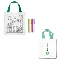 Tote bag | Katoen 200 g/m² | Inclusief 5 kleurstiften | Standaard bedrukking | Full colour bedrukking op de achterkant