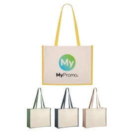Bag | Laminated jute & cotton | 39x31.5x16cm | 76 cm reinforced handles | Load capacity up to 12 kg