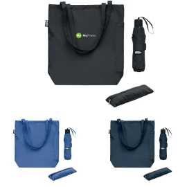 Tote bag umbrella set | rPET 190T | Ø 100 x 56 cm | Hidden zippered compartment