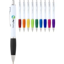 Balpen | Gerecycled ABS | Blauwe inkt | Gebogen ontwerp en zachte grip